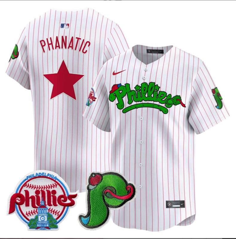 Men Philadelphia Phillies Phanatic white with red strips Limited 2024 MLB Nike jersey
